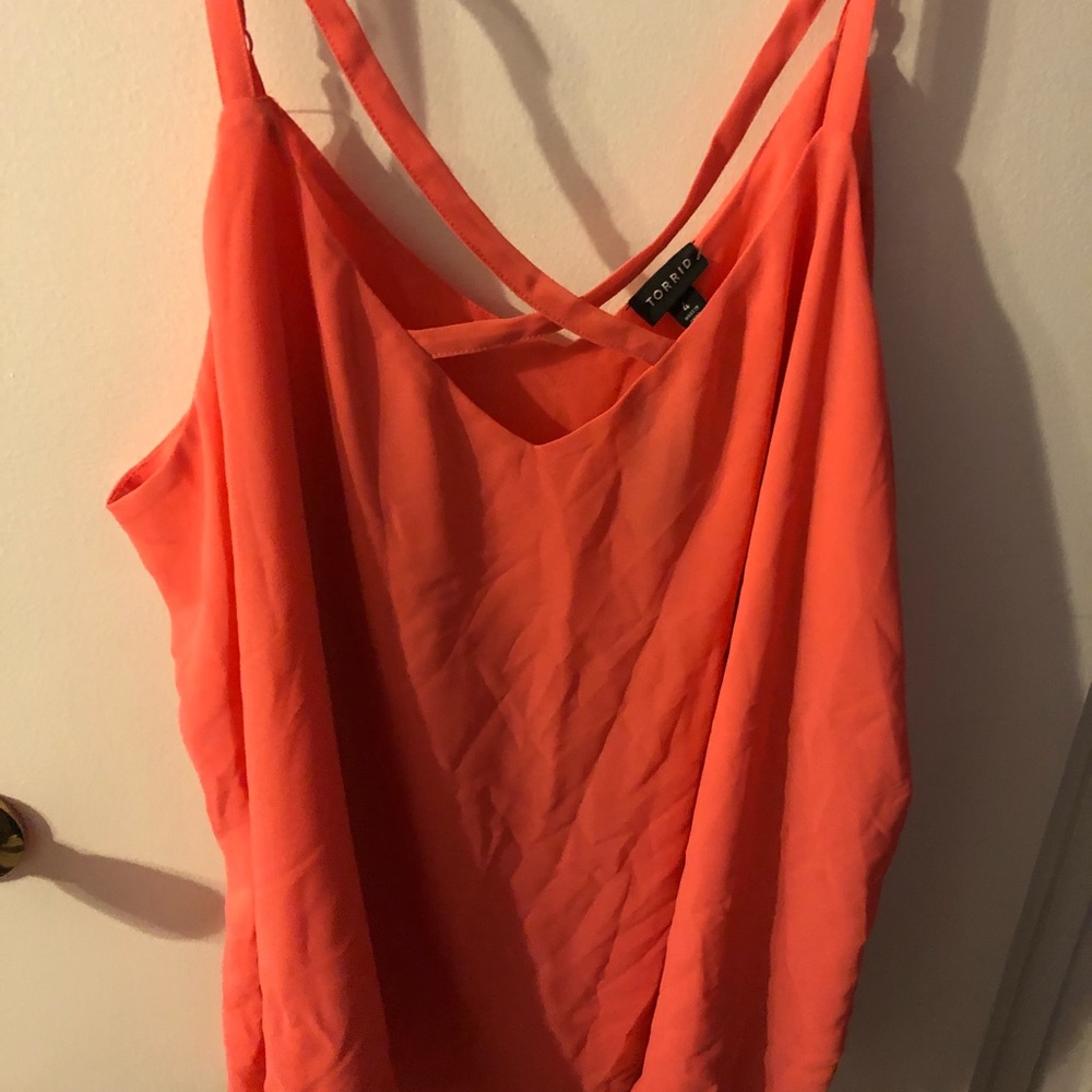 Bright coral strappy tank